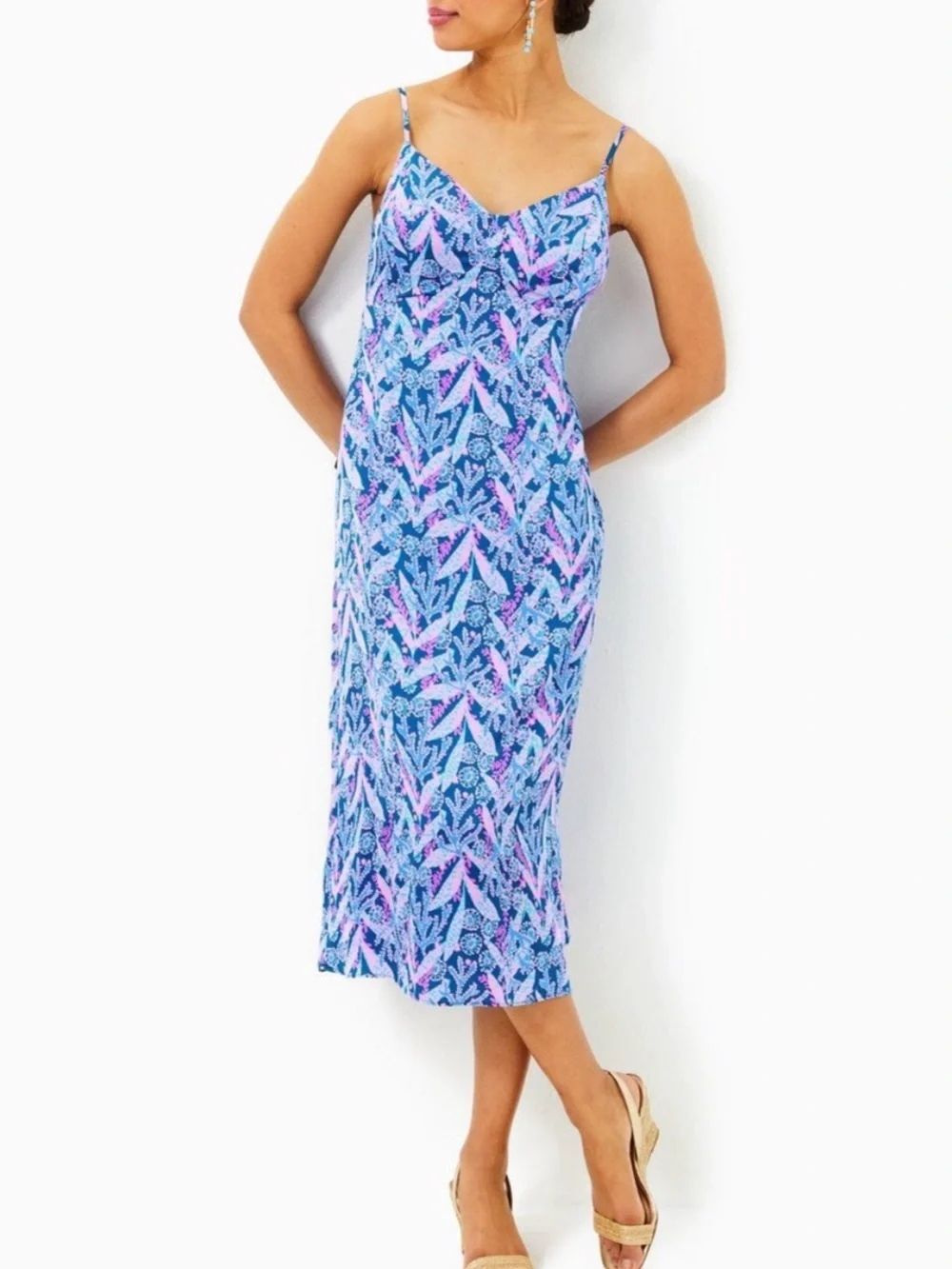 Lilly Pulitzer Women's Keana Satin Midi Slip Dress Size 8
